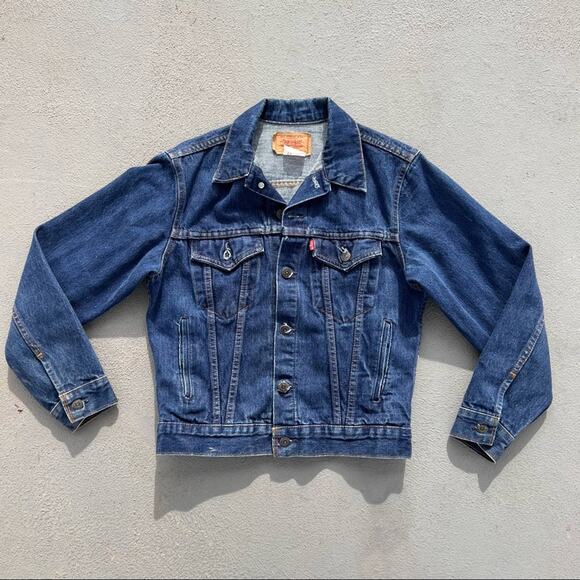 Vintage 80s Levis made in Canada red tab denim jean trucker jacket - Picture 1 of 6